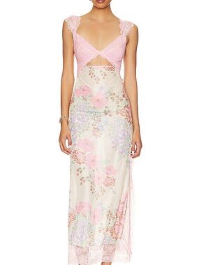 Free People Pink Lace Floral Maxi Dress